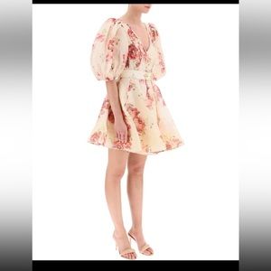 Zimmermann High Tide Puff-sleeve Minidress Size 10